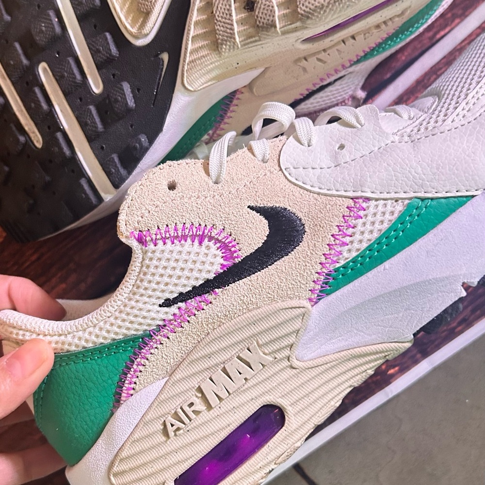 Nike Air Max Cream Sneakers with Purple and Green Highlights - Picture 6 of 9